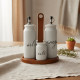 Porcelain Oil and Salt Dispenser Set / 4 Pcs